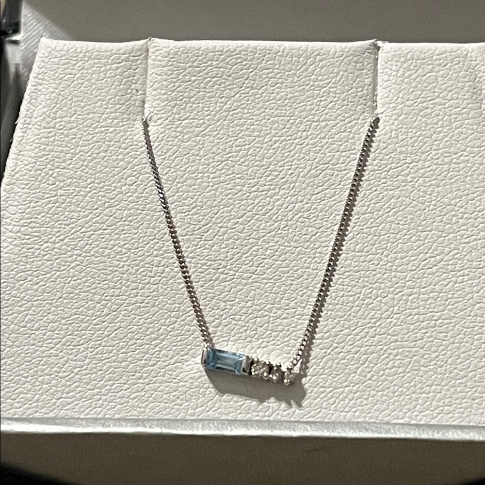 J.H. Young | 10K Gold Stamped Sapphire Baguette Necklace